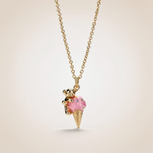 Golden bear ice cream necklace