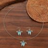 oly-6b17a0d6d6c943ba0d727745b8fb7017 Wholesale Vintage Western Bull Head Turquoise Inlay Necklace And Earrings Set Zinc Alloy Bohemian Chic Jewelry Accessory For Boutique Resale