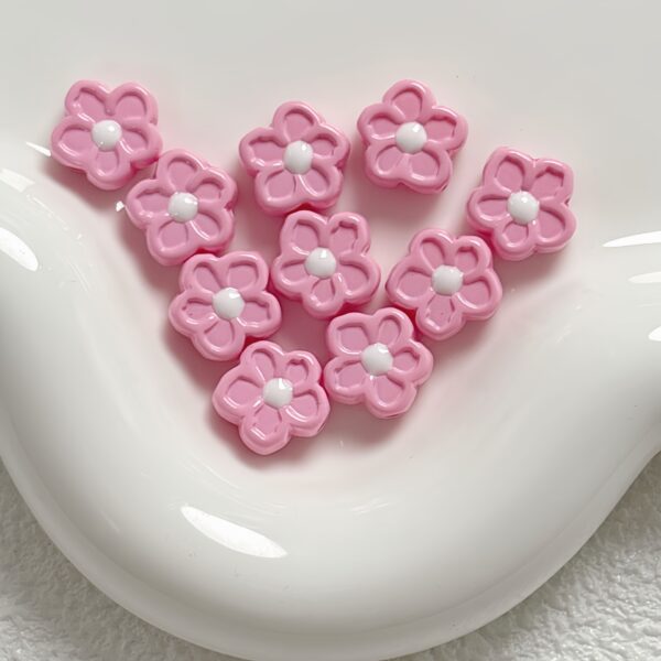 oly-6b1d449f8fa445f2f31c657385f50b8d Wholesale Five Petal Flower Acrylic Beads DIY Jewelry Making Phone Strap Keychain Bag Charm Craft Supply