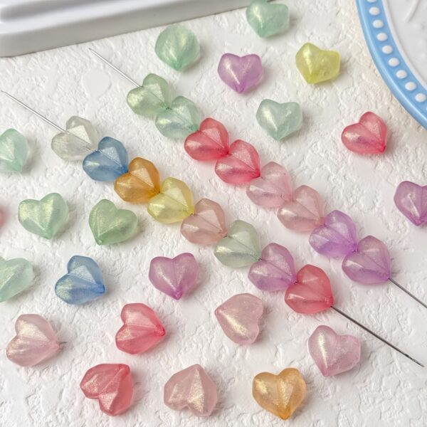 Wholesale Acrylic Faceted Heart Beads, Fine Glitter Star Cut, Loose Beads for DIY Jewelry Making, Chic Fashion Accessory Gift