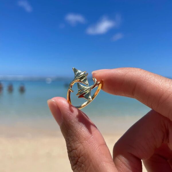 Wholesale Alloy Manta Ray Ring Bohemian Beach Style Women S Fashion Jewelry Adjustable Size For Boutique Resale