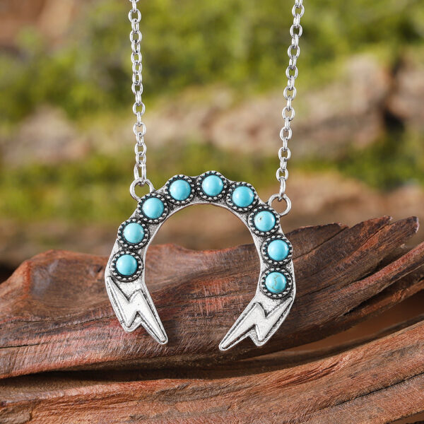 oly-6b86b83a92195734ed4950f6666ddd8b Wholesale Bohemian Turquoise Necklace Ancient Silver Zinc Alloy Wheat Ear Lightning Pendant Everyday Fashion Jewelry Accessory