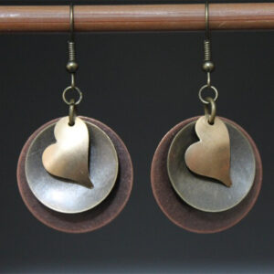 Wholesale Retro Bohemian Multi Layer Heart Pendant Earrings Alloy Jewelry Accessory Trendy Gift For Women