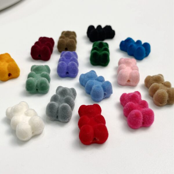 oly-6c5cd0383b7078f60f30dcbc800a71bf Wholesale Colorful Flocked Bear Beads Acrylic DIY Charm Supplies for Jewelry Making Earrings Fashion Accessory