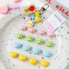 oly-6c9708f0050b830fef41d64bb1b85ce7 Wholesale Acrylic Love Heart Beads Light Pink Checkered Print for DIY Jewelry Making Bag Charms and Craft Supplies