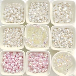 Wholesale Baroque Imitation Pearl Beads, Iridescent Pink White, DIY Jewelry Making Supplies, Fashion Accessory, Boutique Resale