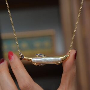 oly-6ce6a5bfdc42961a30a8cd5b895c37ea Wholesale Tropical Fish Pendant Necklace Blue Zircon Oil Drop Design Fashion Jewelry Accessory Gift