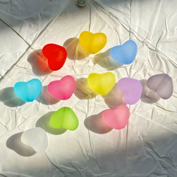 oly-6ceba848a2544b68e42c7f9d2e842587 Wholesale Acrylic Frosted Rainbow Heart Beads for DIY Jewelry Making Trendy Fashion Accessory Everyday Craft Supply