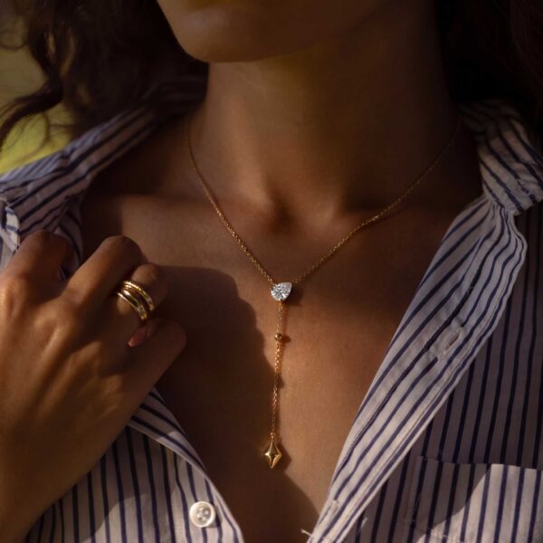 Wholesale Stainless Steel Electroplated Y Shaped Teardrop Zircon Pendant Necklace French Tassel Design Jewelry Accessory For Gift And Boutique Resale