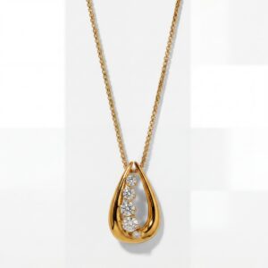 Drop-shaped diamond pendant necklace