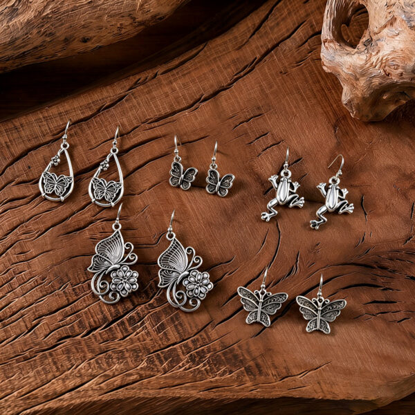 oly-6d64ecc00b50c6e5fee9df373bd095ac Wholesale Retro Ethnic Butterfly Flower Hollow Teardrop Earrings Alloy Women S Fashion Accessory Party Gift