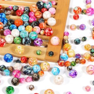 Wholesale Vintage Acrylic Flower Beads 8mm 50pcs Ceramic Look Round Loose Beads for DIY Jewelry Making Fashion Accessory Gift