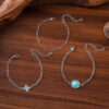 Wholesale Vintage Bohemian Imitation Turquoise Bracelet 3 Pack Zinc Alloy Fashion Accessory For Gift And Everyday Wear