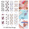 Wholesale 2/8/16pcs Bat Grim Reaper Skull Potion Ghost Tarot Card Witch Hat Pumpkin Halloween Floral Print Pen and Bookmark Stickers UV DTF Wraps