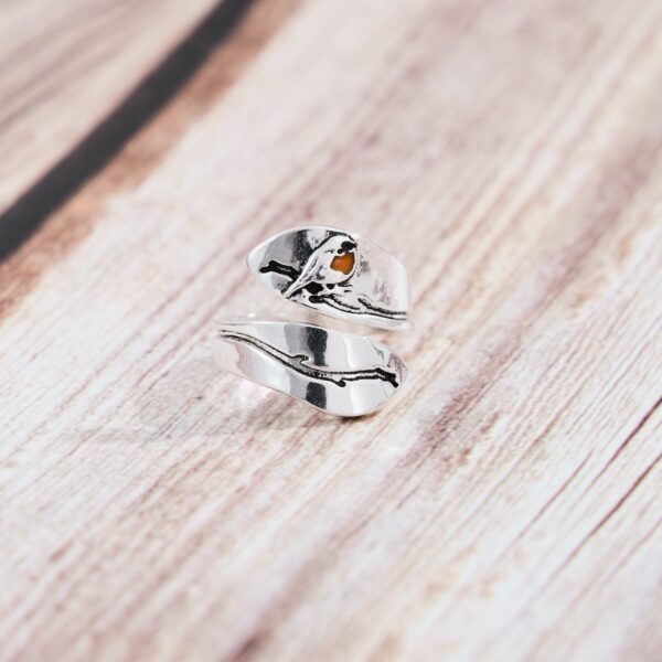 Wholesale Electroplated Alloy Adjustable Open Wide Band Bird Ring Elegant Design Jewelry Gift For Boutique Resale