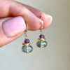 Wholesale Retro Green Purple Gemstone Drop Earrings For Women Party Wear Fashion Accessory Gift