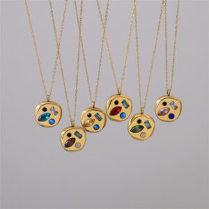 oly-6e4a8c0aa425966f3da2d78eacc8aaf7 Wholesale Titanium Steel Colorful Zircon Birthstone Necklace Elegant Collarbone Jewelry Gift For Mom Fashion Resale