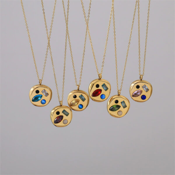 oly-6e4a8c0aa425966f3da2d78eacc8aaf7 Wholesale Titanium Steel Colorful Zircon Birthstone Necklace Elegant Collarbone Jewelry Gift For Mom Fashion Resale