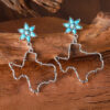 oly-6ee35f267d9d300aa1a41ef456246904 Wholesale Retro Bohemian Turquoise Hollow Map Pendant Earrings In Electroplated Zinc Alloy Fashion Accessory For Everyday Wear