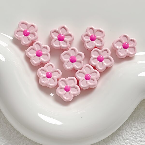 oly-6eec3e0427393d72abe973d6fb3e7a70 Wholesale Five Petal Flower Acrylic Beads DIY Jewelry Making Phone Strap Keychain Bag Charm Craft Supply