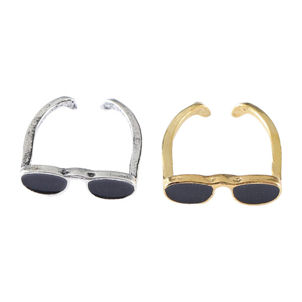 Wholesale Trendy Sunglasses Shape Open Ring Gold Zinc Alloy Jewelry Accessory For Daily Wear