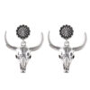 oly-6ef6580d6f975e4be464e5403957a5f1 Wholesale Hip Hop Punk Style Bull Head Flower Pendant Earrings Necklace Set Zinc Alloy Electroplated Everyday Use