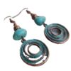 Wholesale Retro Bohemian Turquoise Earrings Alloy Hollow Geometric Design Fashion Jewelry Accessory For Party