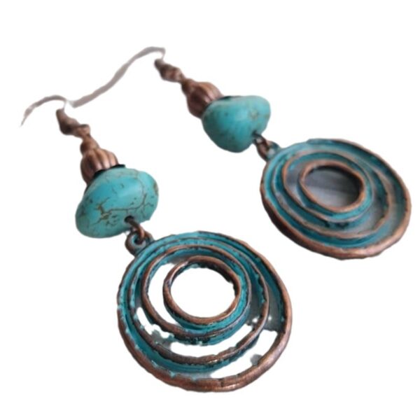 Wholesale Retro Bohemian Turquoise Earrings Alloy Hollow Geometric Design Fashion Jewelry Accessory For Party