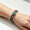 oly-6f26378177f344f18057a72b6d8086b7 Wholesale Ethnic Turquoise Flower Beaded Jewelry Set Wood Alloy Necklace Bracelet Ring Chic Boutique Gift