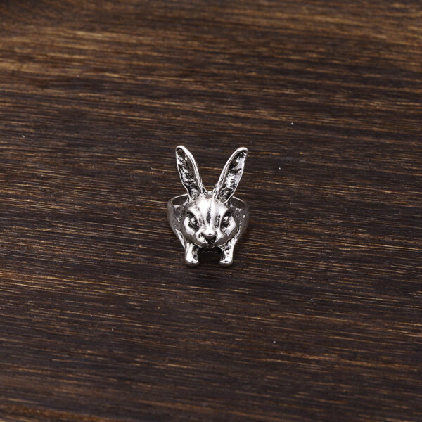 oly-6f7808209072c444d1315972e5f23f8b Wholesale Antique Silver Zinc Alloy Cyberpunk Rabbit Open Ring Unisex Animal Jewelry Gift