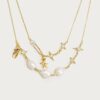 Wholesale Double Layer Irregular Paperclip Zircon Necklace 18K Gold Plated Copper Fashion Jewelry Party Gift Boutique Resale