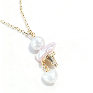 2love pendant ice cream pearl necklace (imitation pearl)