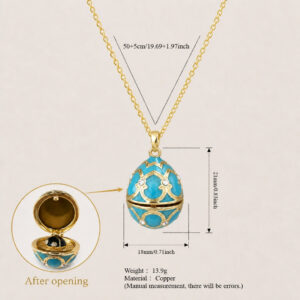 Blue egg opening and closing necklace (beetle inside)