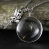 Wholesale Trendy Dandelion Oval Pendant Necklace Artificial Crystal Glass Fashion Jewelry Accessory