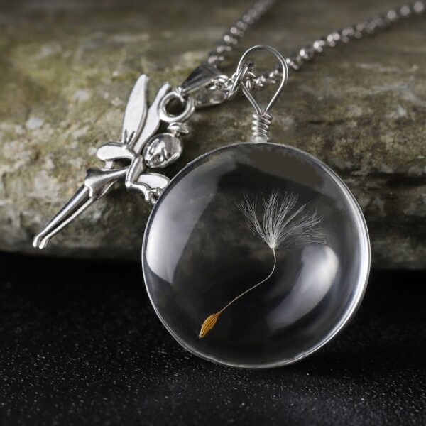 Wholesale Trendy Dandelion Oval Pendant Necklace Artificial Crystal Glass Fashion Jewelry Accessory
