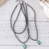 oly-704ac3fe0711b5d20b10299347a421cc Wholesale Bohemian Ethnic Teardrop Turquoise And Black Beaded Necklace Ancient Silver Ball Chain Fashion Jewelry Accessory For Boutique Resale