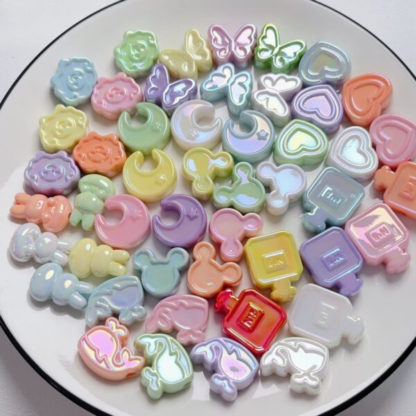 Wholesale Trendy Acrylic Cartoon Bunny Heart UV Colorful Loose Beads for DIY Hair Ties and Phone Charms