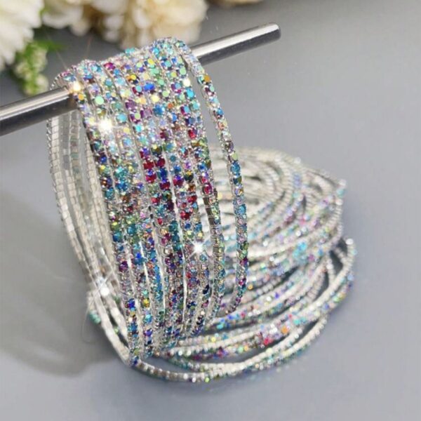 oly-70d0fa79bb9098d3776d5fa7cc354672 Wholesale Stylish Silver Tone Rhinestone Elastic Tennis Bracelet Purple Crystal Bangle Women S Jewelry Accessory For Everyday Wear Resale