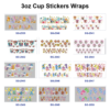 Wholesale 8pcs Assorted Animal Smiley Pattern 3oz Cup Stickers Wrap OLY Exclusive