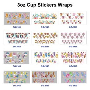Wholesale 8pcs Assorted Animal Smiley Pattern 3oz Cup Stickers Wrap OLY Exclusive