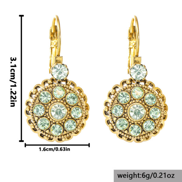 Wholesale Retro Geometric Gemstone Pendant Earrings For Women Zinc Alloy Electroplating Tone Zinc Alloy Fashion Jewelry Boutique Resale Gift