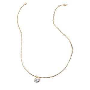 Golden oval zircon necklace