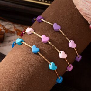 Wholesale Electroplated Heart Shaped Gradient Pink Bracelet Trendy Chic Gift For Women Fashion Accessory