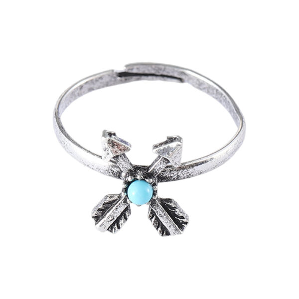 oly-71cb3021c0bb09538568a9b5b588b77a Wholesale Zinc Alloy Arrow Ring With Turquoise Antique Silver Finish Unisex Bohemian Trendy Jewelry Accessory