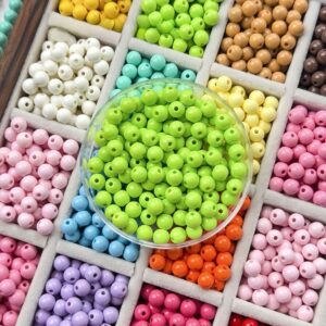 oly-71e355c2d28f25c82853db8f8cafbe65 Wholesale Acrylic Baking Paint Colorful Round Loose Beads for DIY Jewelry Making Phone Charm Bracelet Craft Supply