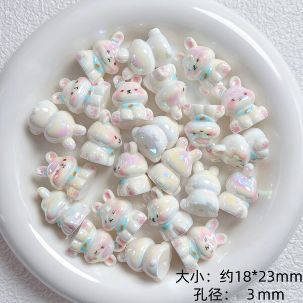 Wholesale Cute Bear and Rabbit Resin Beads UV Plated DIY Phone Charm Keychain Fashion Accessory