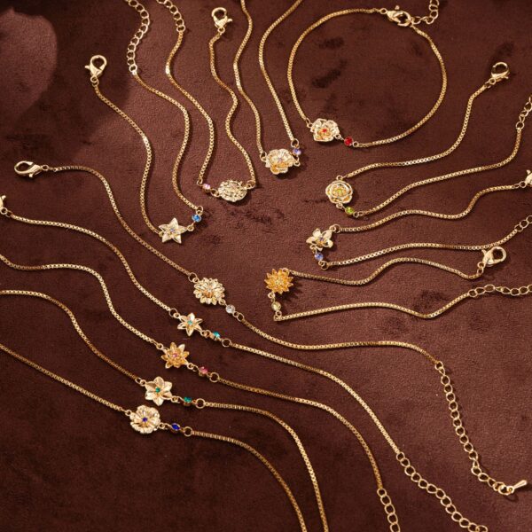 oly-7200b1fdf25893ef21e07e74fbdf12b8 Wholesale December Flower Bracelet Zircon Birthstone Pendant Bracelet Women's Zodiac Peanut Day Birthday Flower Color Preservation