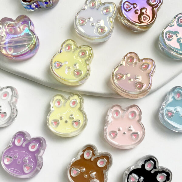 oly-720e0ed4d394c953a166b287cbfbd982 Wholesale Cute Rabbit Head Acrylic Beads DIY Craft Supplies for Phone Straps Hair Ties Bag Charms