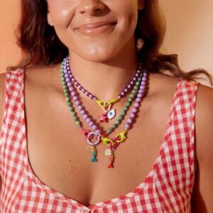 Wholesale Y2K Gradient Beaded Starfish Necklace Trendy Fashion Jewelry Gift
