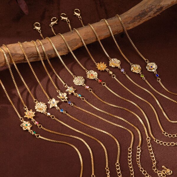 oly-727743f7c4e8d7b7e5c04e1d04eb6ce3 Wholesale December Flower Bracelet Zircon Birthstone Pendant Bracelet Women's Zodiac Peanut Day Birthday Flower Color Preservation